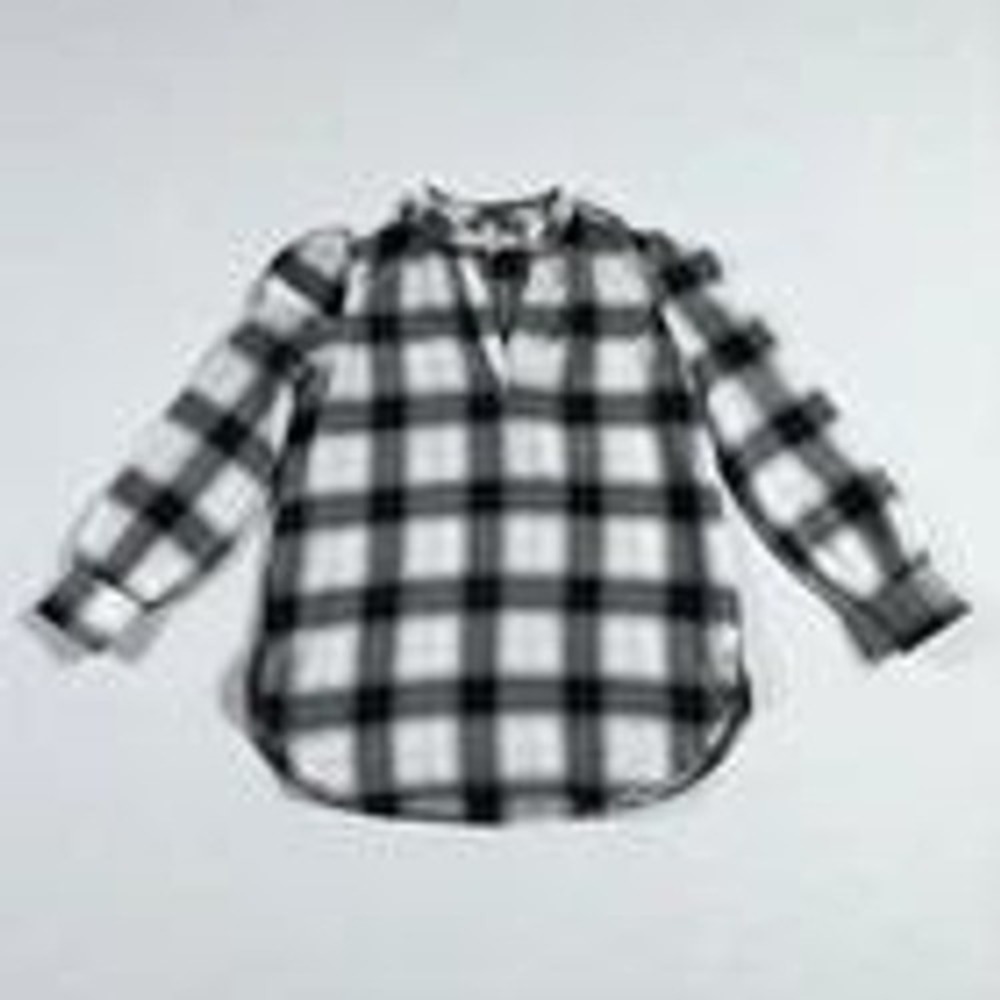 Ann‎ Taylor Loft Womens Tunic Top Blouse Size MP Black + White Plaid Fall New